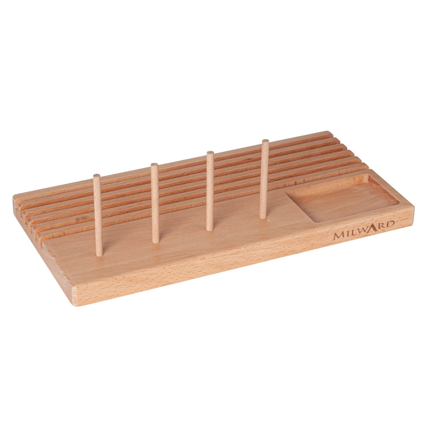 Ruler Rack With Storage, Beech, 6 Slots 1 Ruler Rack With Storage, Beech, 6 Slots