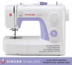 Singer Simple 3232 Sewing Machine - Top Spec 32 Stitch Patterns In A Traditional Shape, Dependable Workhorse - New 2025 Model -Singer Sewing Outlet Shop 3232