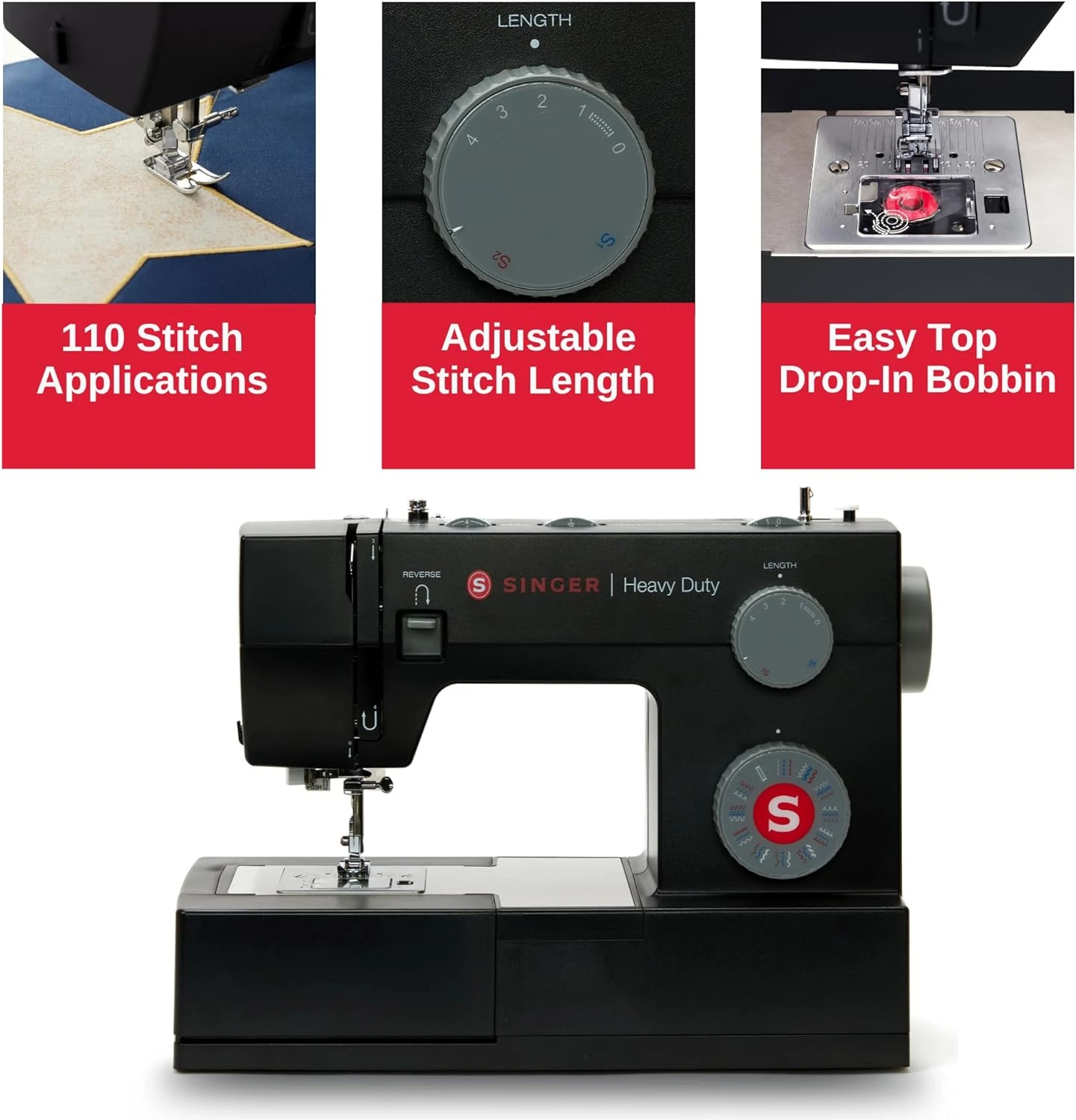 Singer Heavy Duty 4432 Black Limited Edition Sewing Machine - Most Popular Heavy Duty Machine In 2025. Strong Mechanical Machine - New 2025 Model. 4 Singer Heavy Duty 4432 Black Limited Edition Sewing Machine - Most Popular Heavy Duty Machine In 2025. Strong Mechanical Machine - New 2025 Model. - Image 4