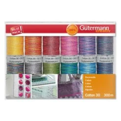 Gutermann Cotton Thread Set No.30 - 12 X 300m (Colour Assortment 2) -Singer Sewing Outlet Shop 734023 2 ALT
