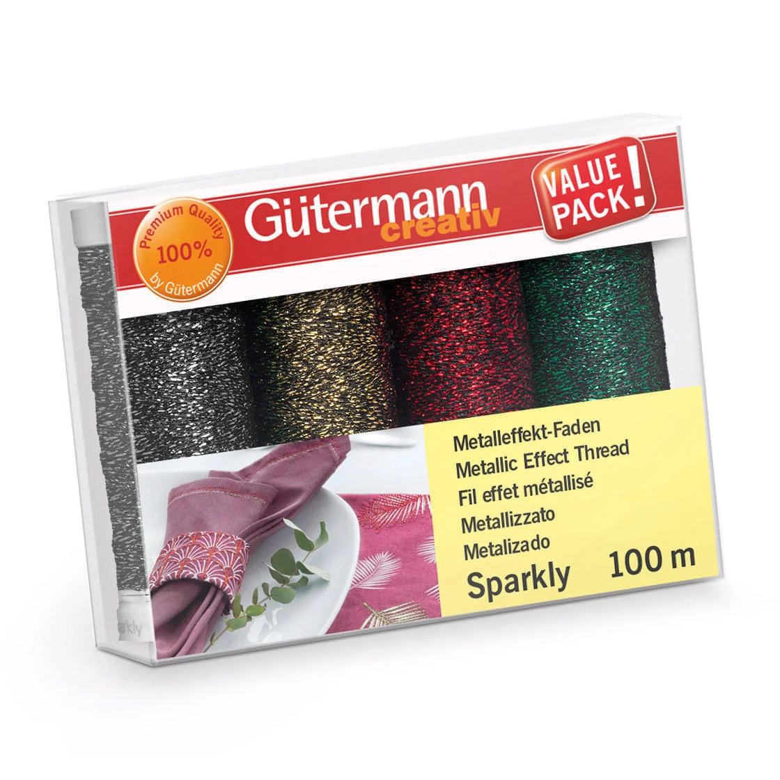 Gutermann Sparkly Thread Set - 4 X 100m (colour Set 3) 1 Gutermann Sparkly Thread Set - 4 X 100m (colour Set 3)