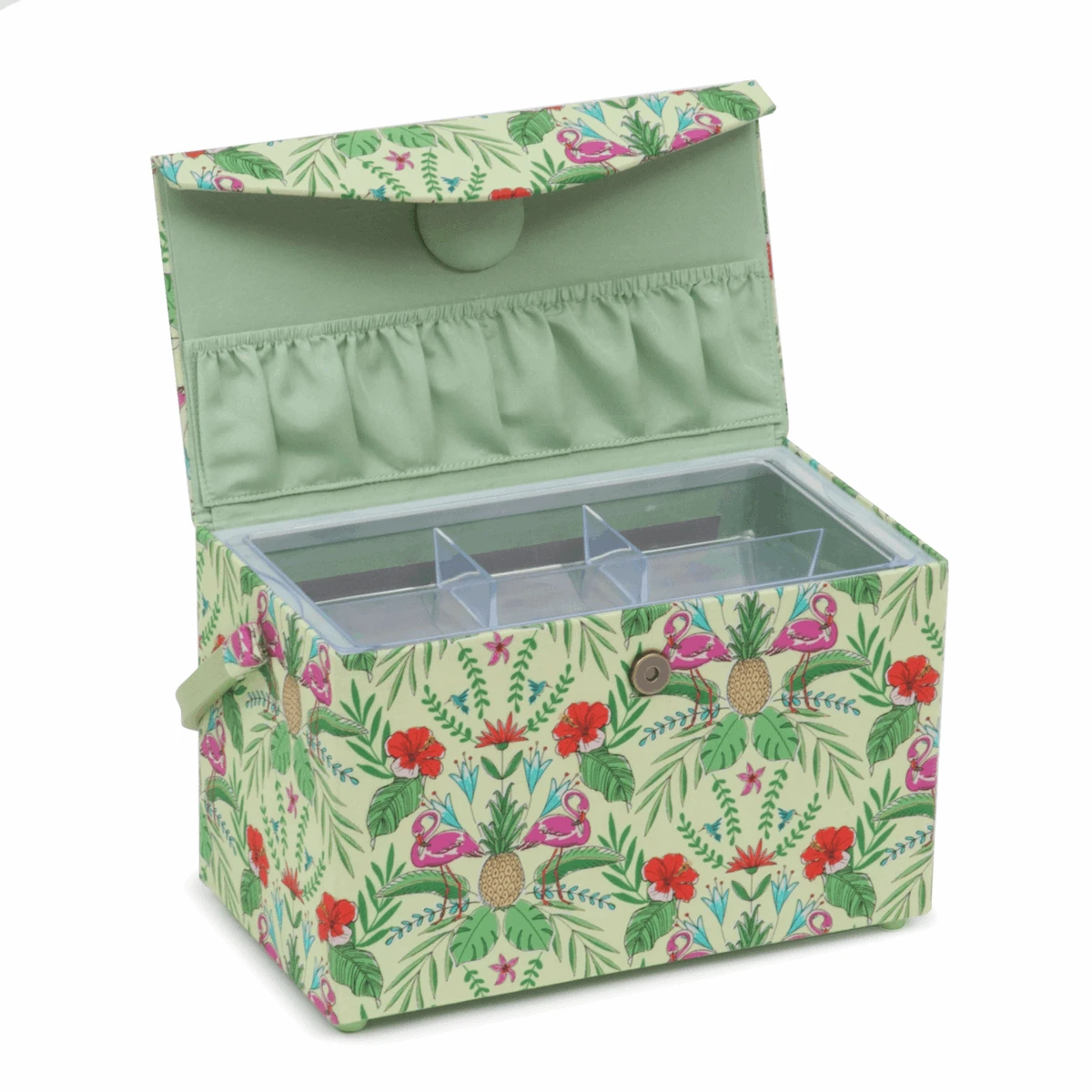 Tropical Lime Sewing Box With Lid - Medium 2 Tropical Lime Sewing Box With Lid - Medium - Image 2