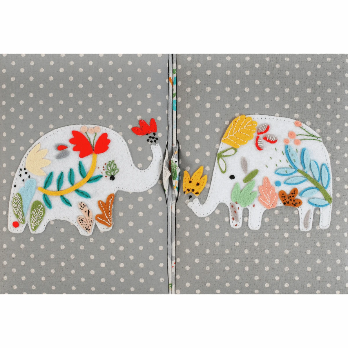 Elephants Twin-Lidded Sewing Box With Appliqué Lid - Large 4 Elephants Twin-Lidded Sewing Box With Appliqué Lid - Large - Image 4