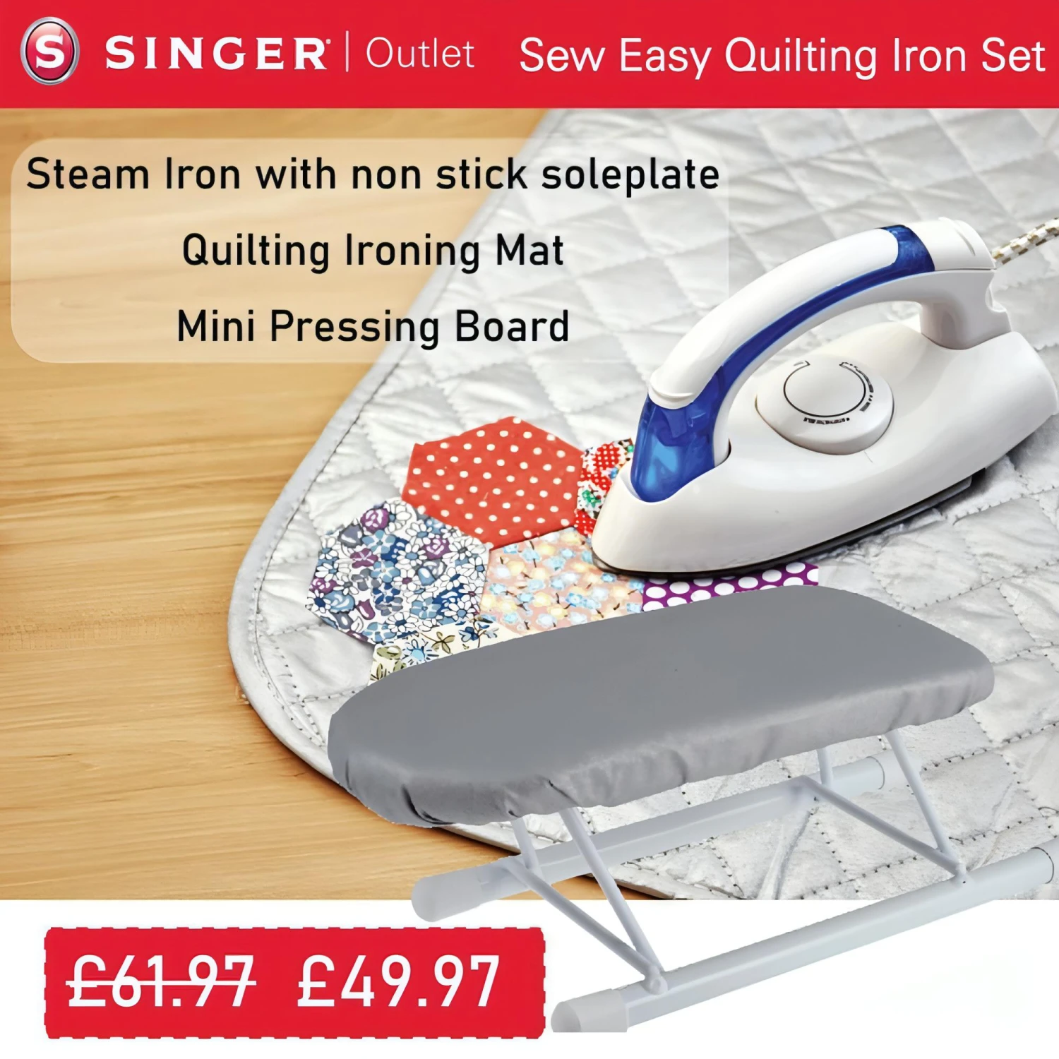 Sew Easy Quilting Iron Set With 700W Steam Iron 1 Sew Easy Quilting Iron Set With 700W Steam Iron