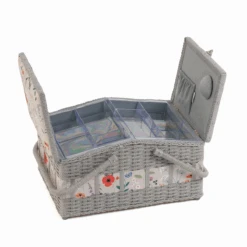 Wildflowers Twin-Lidded Wicker Hamper Sewing Box - Large -Singer Sewing Outlet Shop MRLTHB 614 OPN png