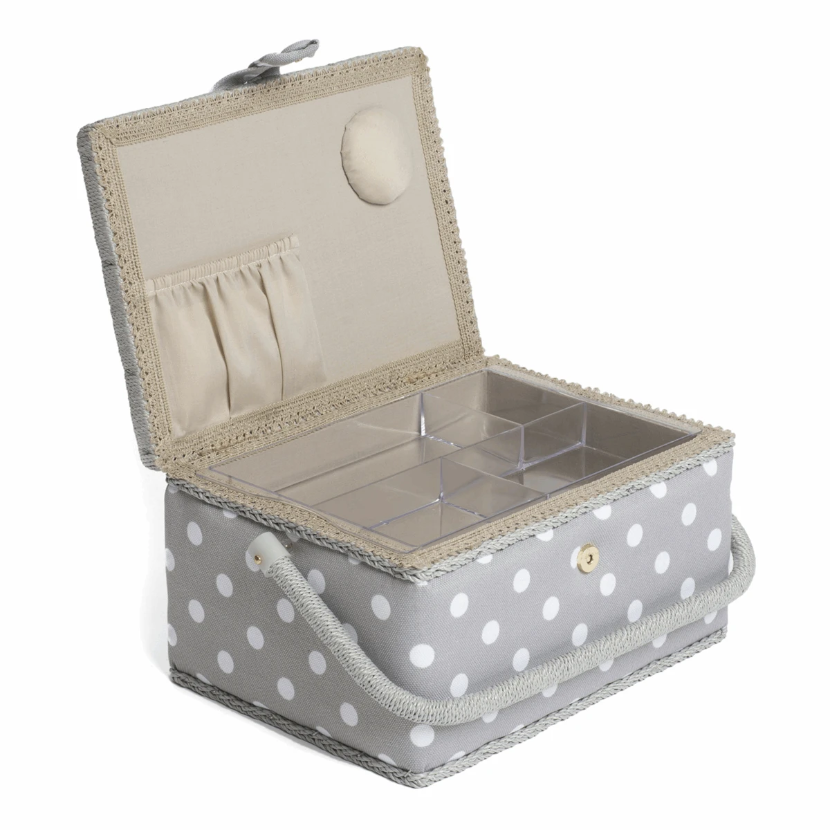 Grey Spot Sewing Box - Medium 2 Grey Spot Sewing Box - Medium - Image 2