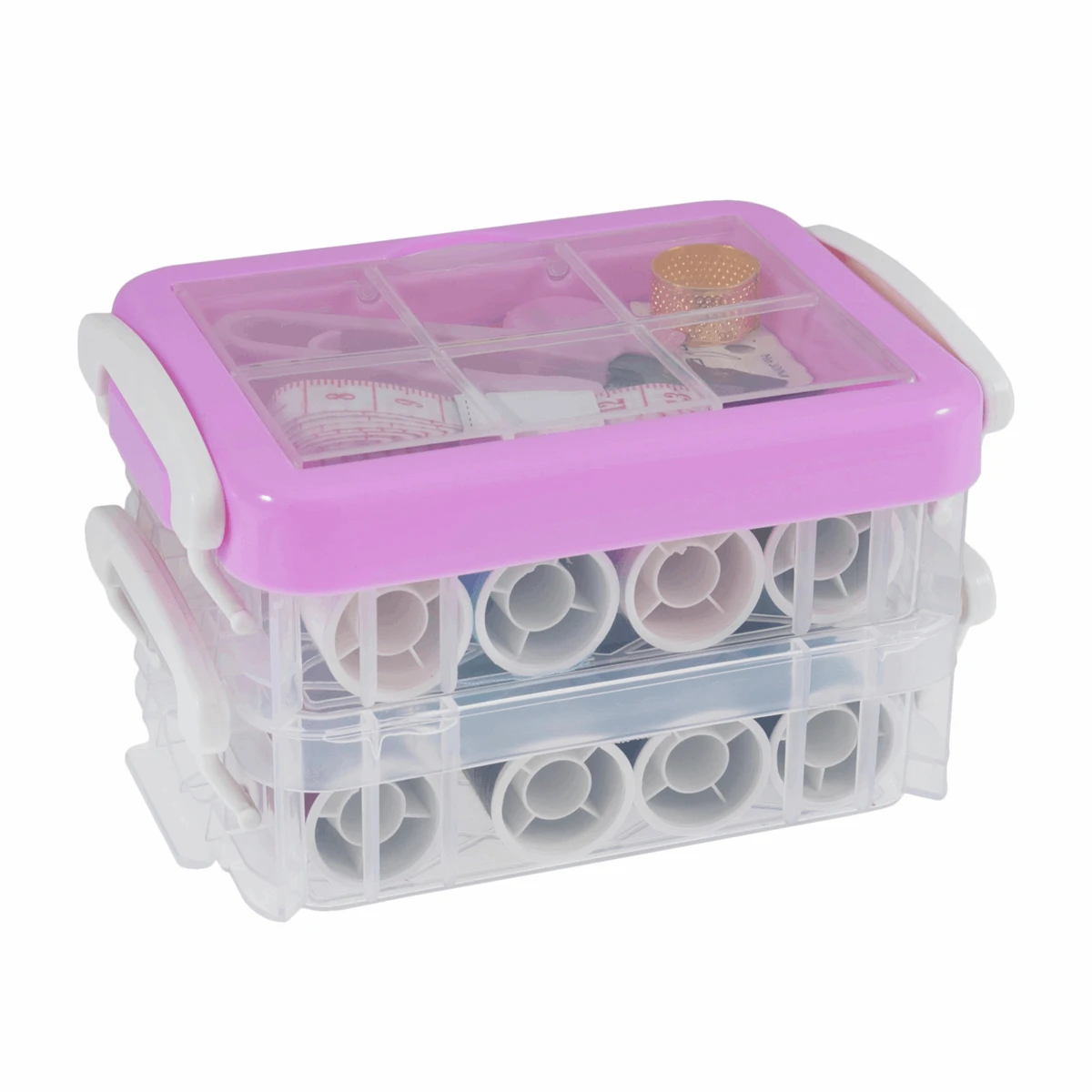 2 Tier Sewing Box Kit (includes 16 Reels Of Thread) 2 2 Tier Sewing Box Kit (includes 16 Reels Of Thread) - Image 2