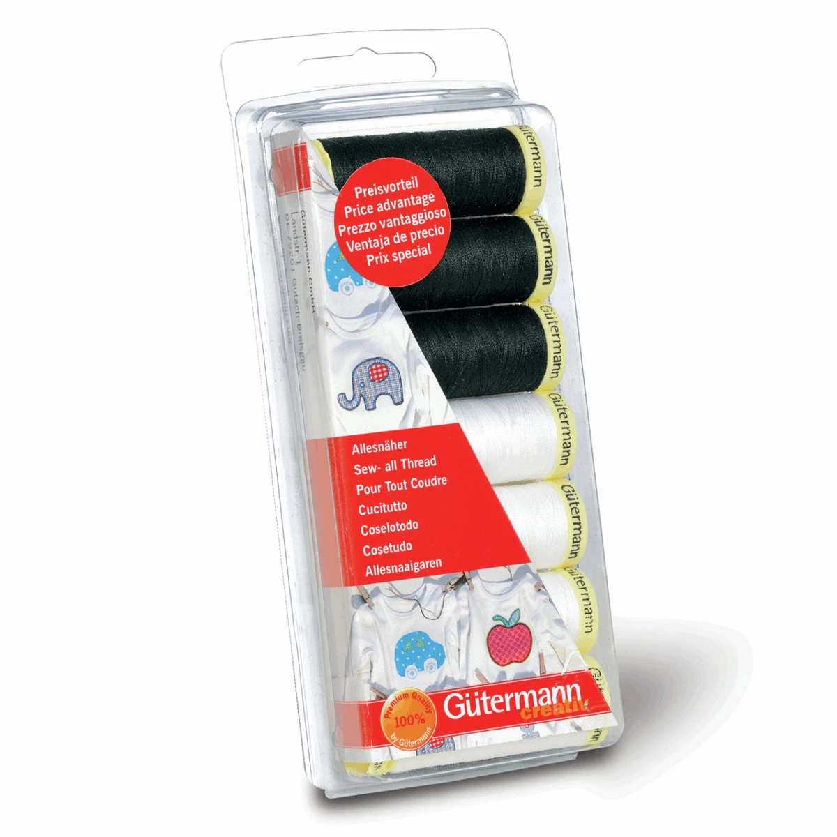 Gutermann Sew-All Thread Set - Black & White 7 X 100m 1 Gutermann Sew-All Thread Set - Black & White 7 X 100m