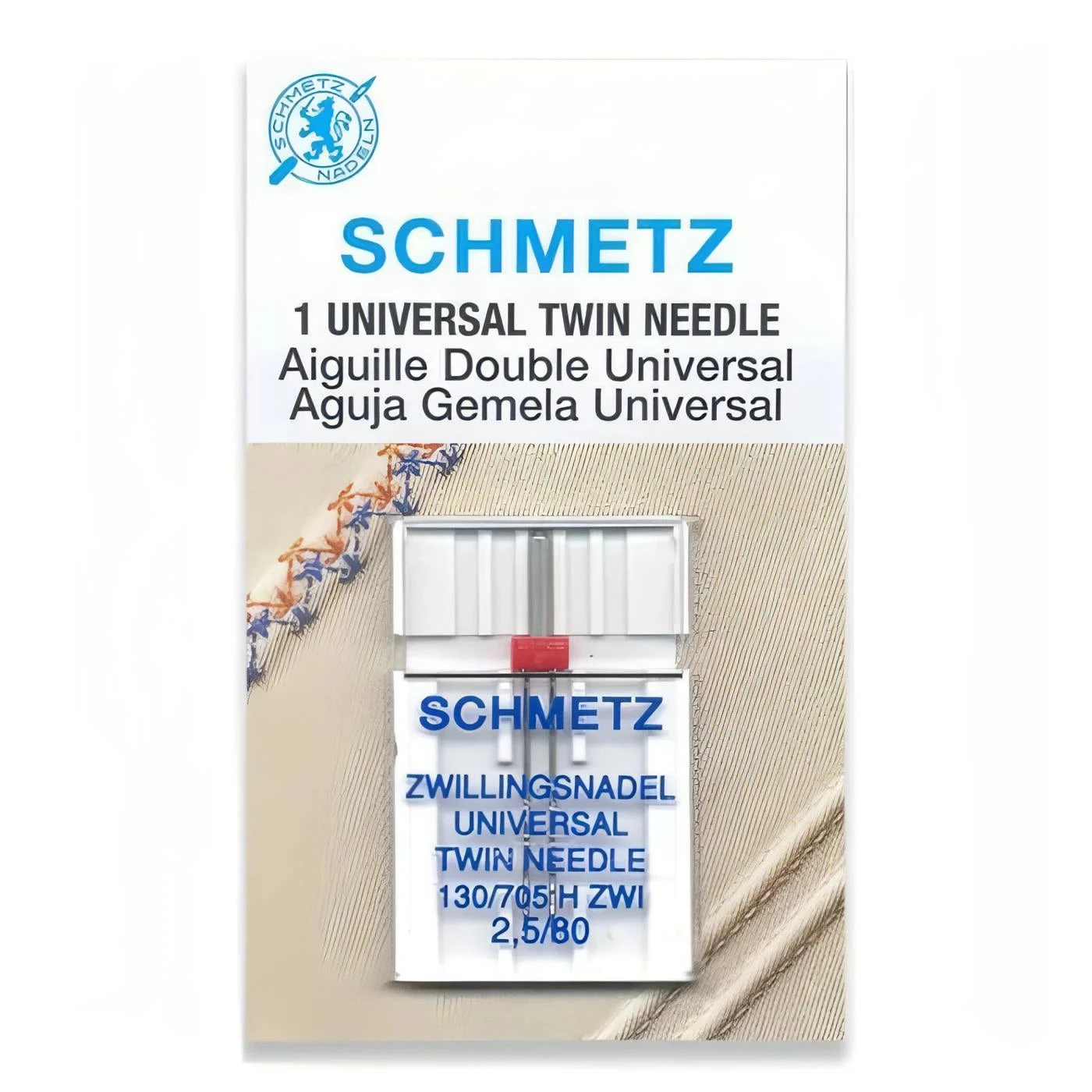 Schmetz Universal Twin Needle Size 80, 2.5mm Gap 1 Schmetz Universal Twin Needle Size 80, 2.5mm Gap