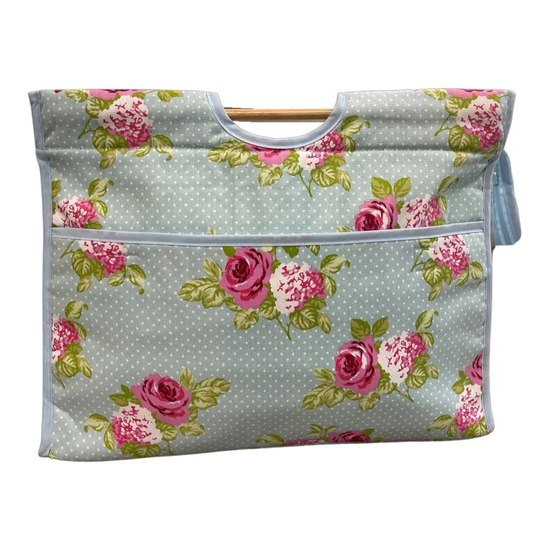 Craft Bag With Wooden Handles - Ditsy Rose 1 Craft Bag With Wooden Handles - Ditsy Rose