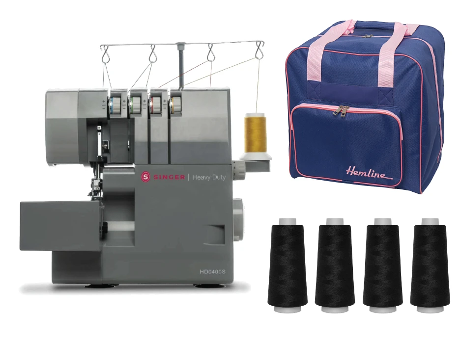Singer Heavy Duty HD0405S Overlocker With Accessory Bundle - 4 X Thread Cones And Overlocker Bag - New 2025 Model 1 Singer Heavy Duty HD0405S Overlocker With Accessory Bundle - 4 X Thread Cones And Overlocker Bag - New 2025 Model