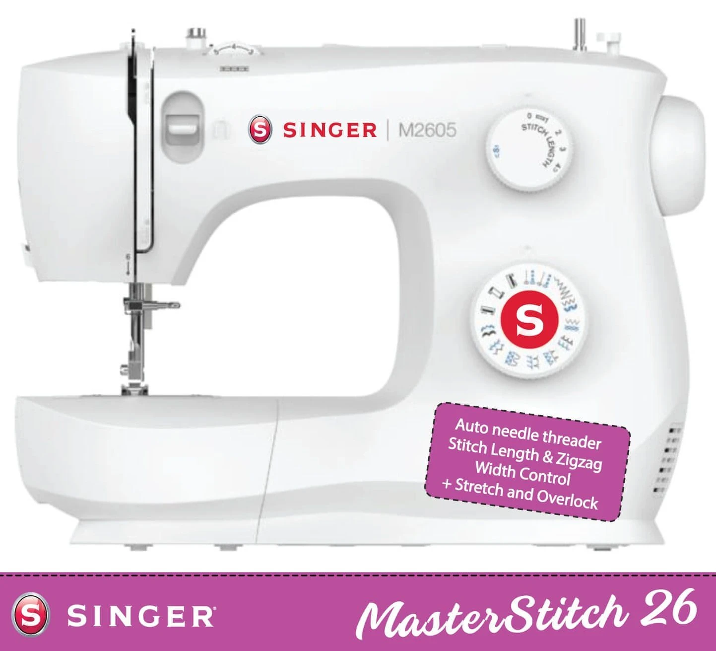 Singer M2605 Sewing Machine - Auto Needle Threader, Stretch And Overlock Stitch Patterns, We Love This Machine - New 2025 Model 2 Singer M2605 Sewing Machine - Auto Needle Threader, Stretch And Overlock Stitch Patterns, We Love This Machine - New 2025 Model - Image 2