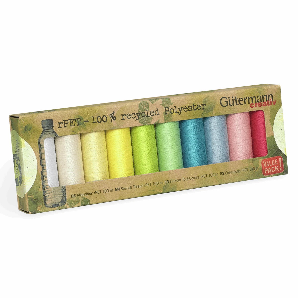 Gutermann Sew-all Thread RPET 100% Recycled Polyester (pastels) - 10 X 100m Assorted 1 Gutermann Sew-all Thread RPET 100% Recycled Polyester (pastels) - 10 X 100m Assorted